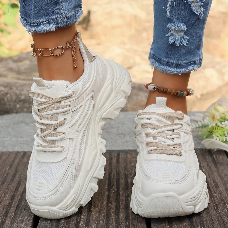 Damen Chunky Sneakers mit dämpfender Sohle und atmungsaktivem Obermaterial