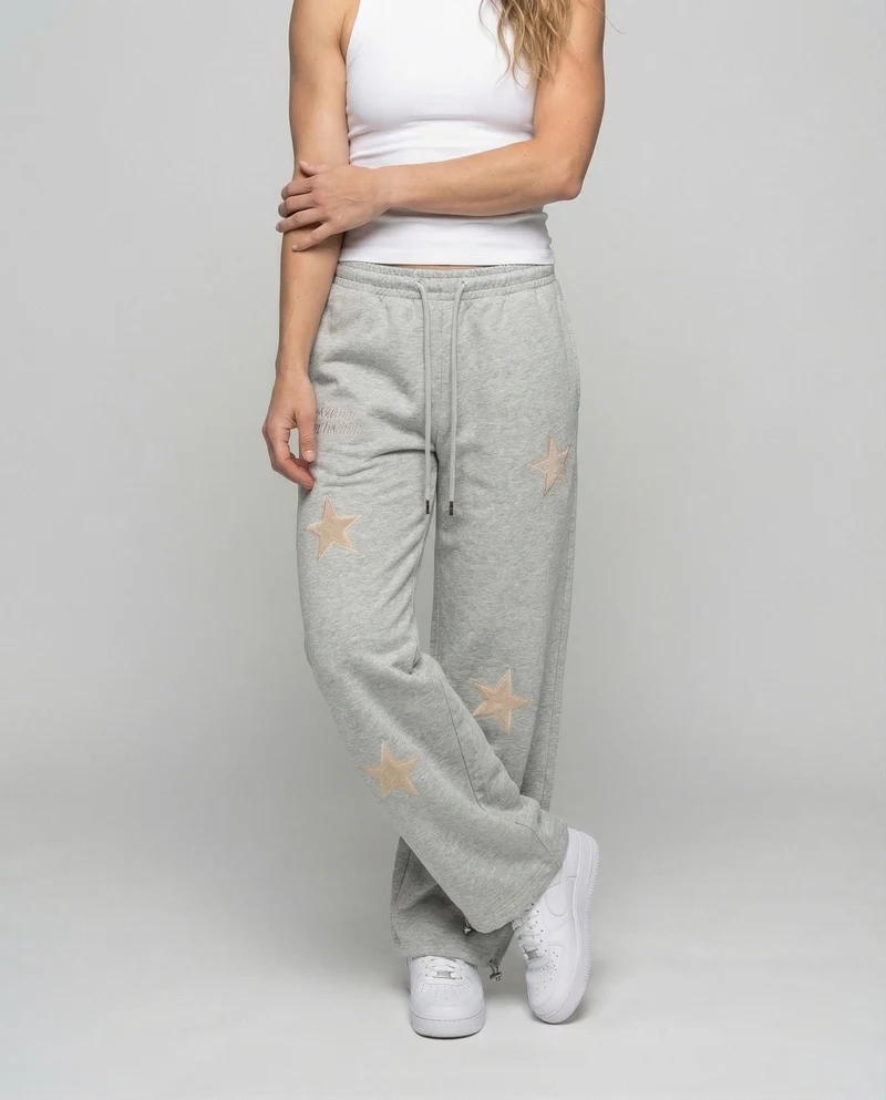 Damen Sweat-Palazzohose Stern-Applikationen
