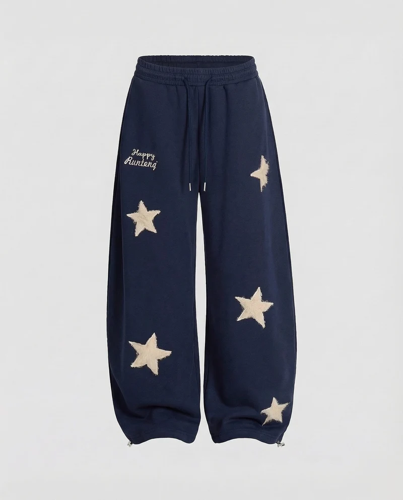 Damen Sweat-Palazzohose Stern-Applikationen