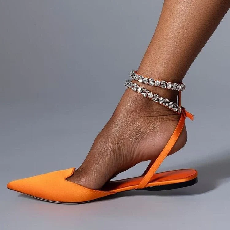 Damen elegante Slingback-Ballerinas mit funkelnden Strass-Details