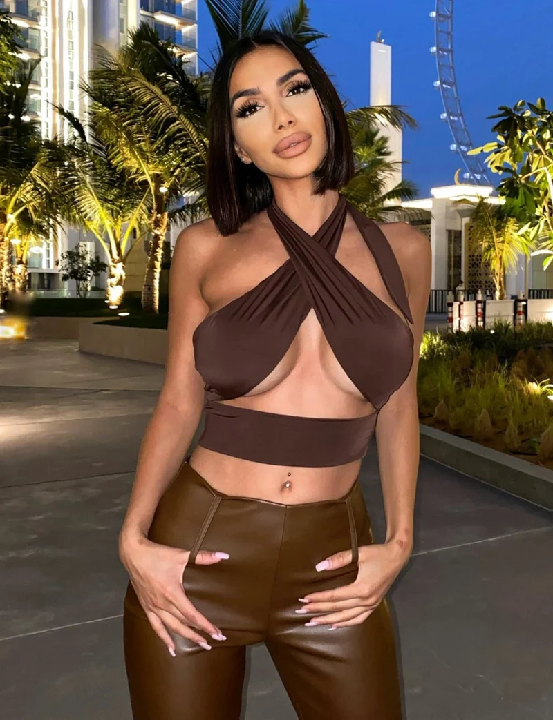 Damen Cropped Oberteil mit elegantem Schlaufen-Design Nord Taschen