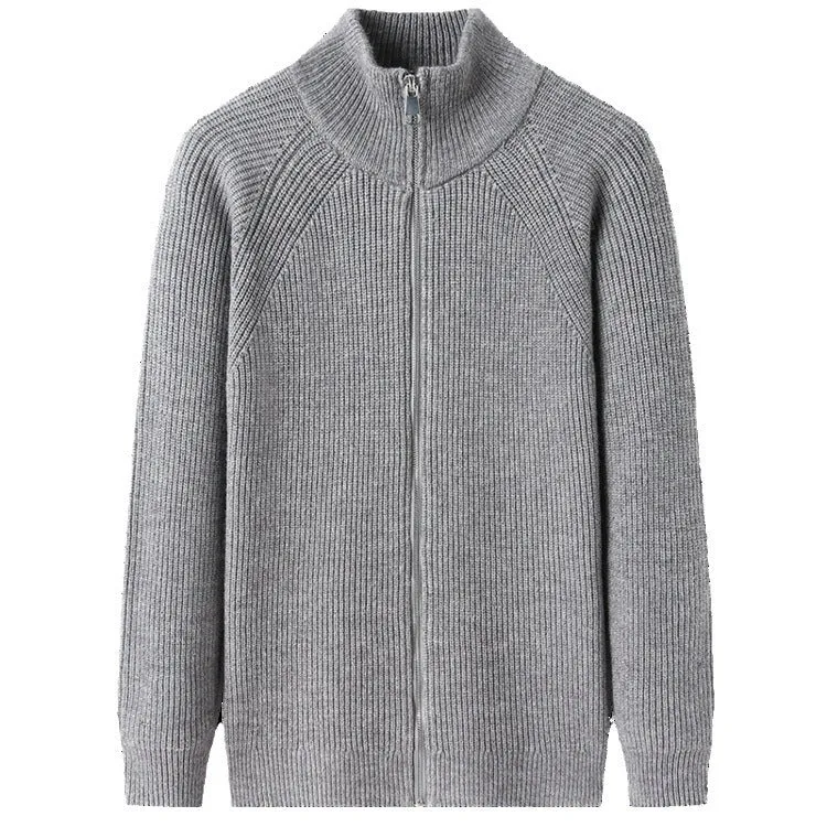 Herren Strickjacke mit hohem Kragen und unauffälligem Reißverschluss