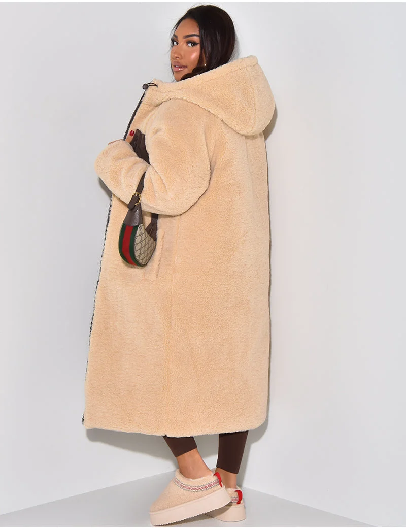 Winterjacke - luxuriöse lange Damenjacke mit Kapuze