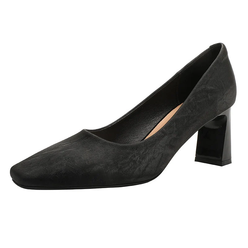 Damen Blockabsatz-Pumps mit quadratischer Zehenform und luxuriöser Oberfläche