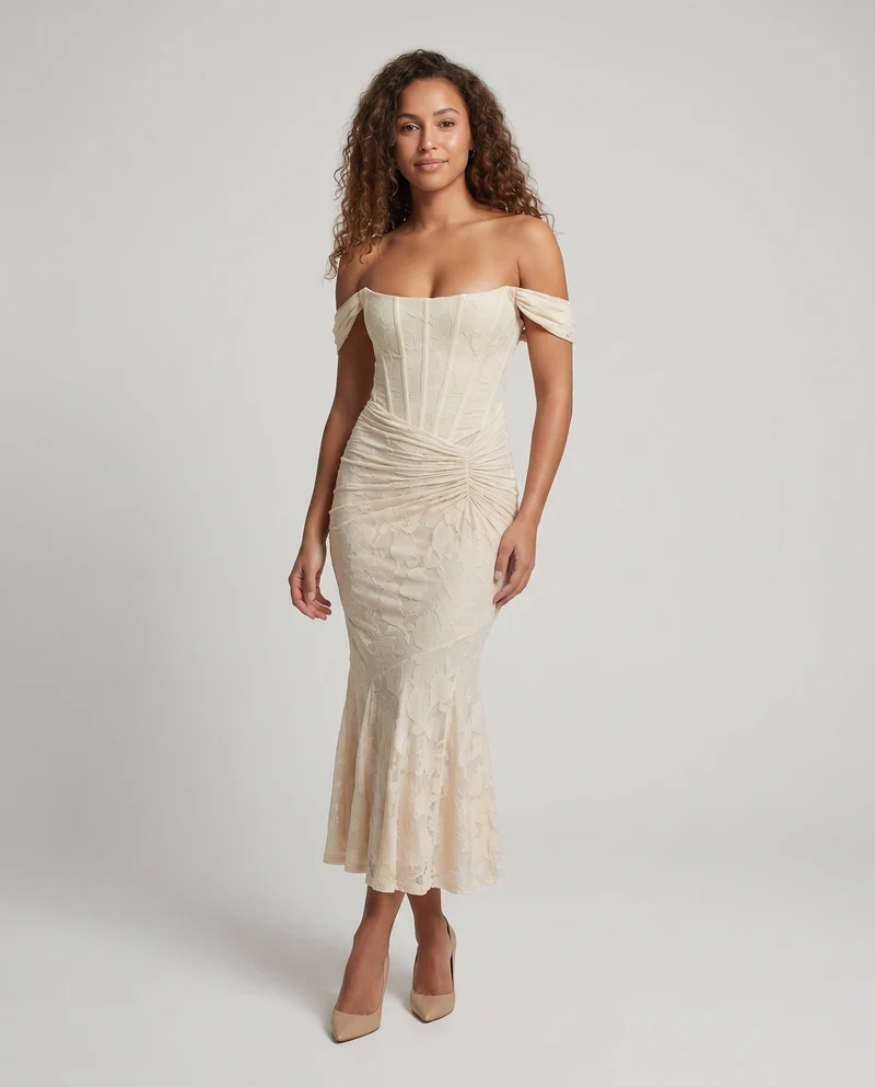 Damen Elegantes Maxikleid mit raffiniertem Spitzenfutter