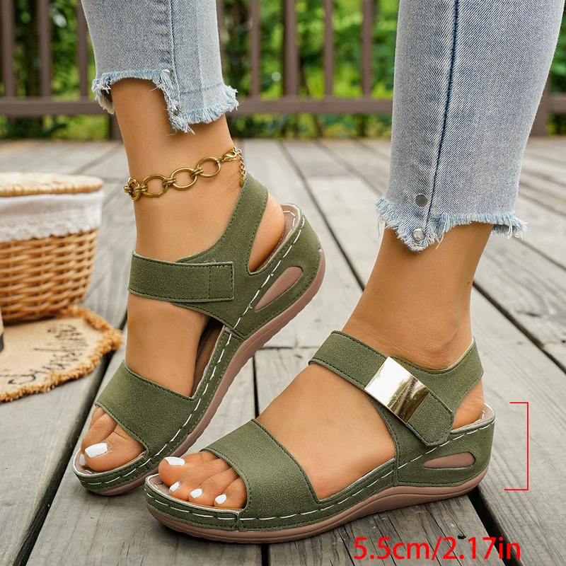Damen Wedge-Sandalen mit modischem Riemendesign und elastischem Fußbett Nord Taschen