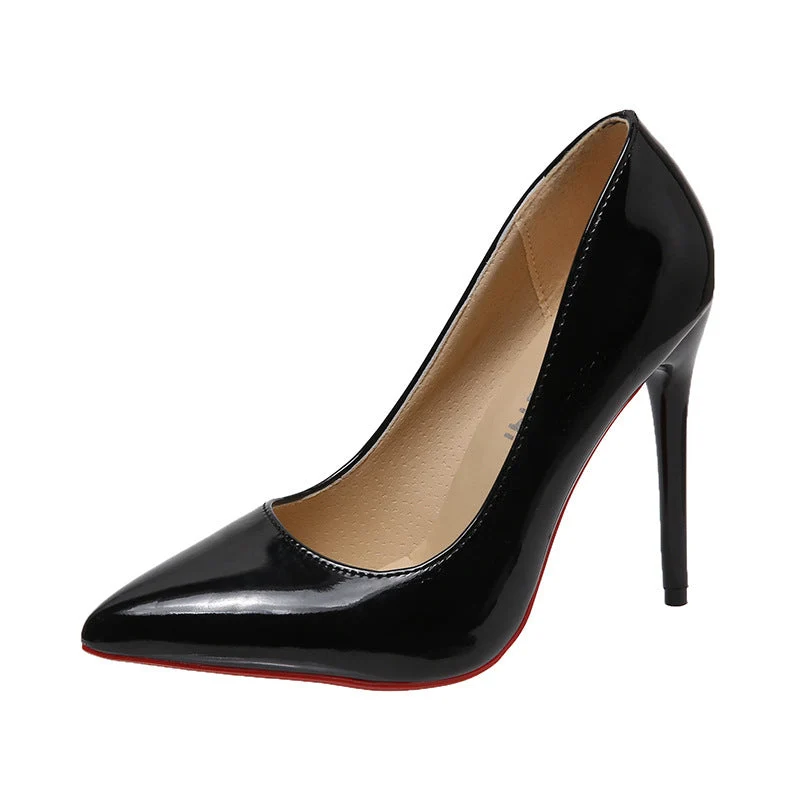 Damen nan spitzer bürotauglicher Pumps aus Lackoptik mit schmalem Stiletto und gepolstertem Komfortfußbett