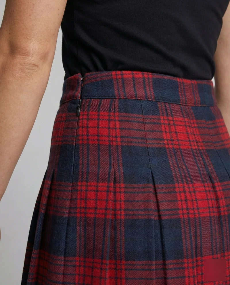 Damen Retro Gleichmäßiges Plissee MischgewNord Taschene Karominirock