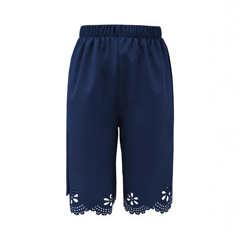 Damen Weite Culotte mit elegantem Lochmuster und elastischem Bund