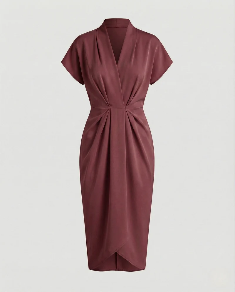 Damen Midikleid elegant Drapiert