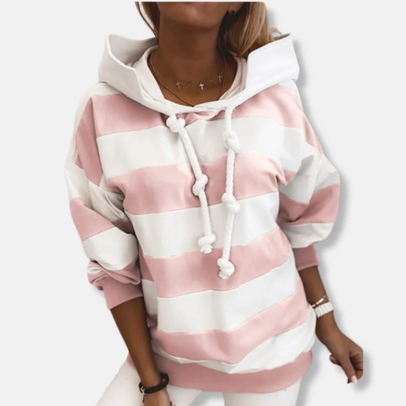 Lockere Passform Hoodie Gestreifter Lässiger Hoodie