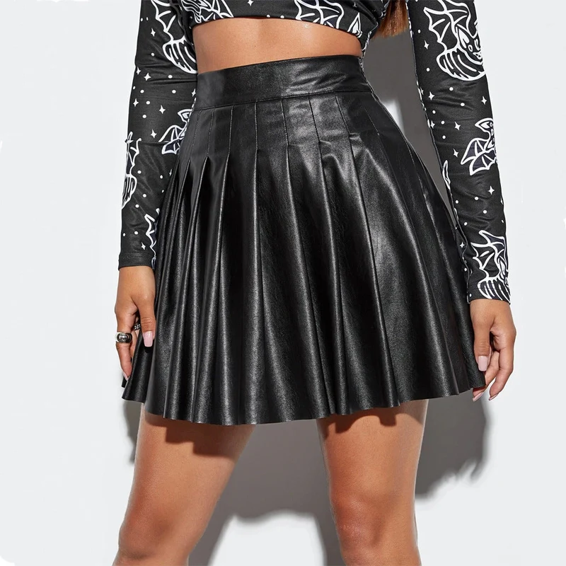 Damen Plissierter Rock im eleganten Wetlook