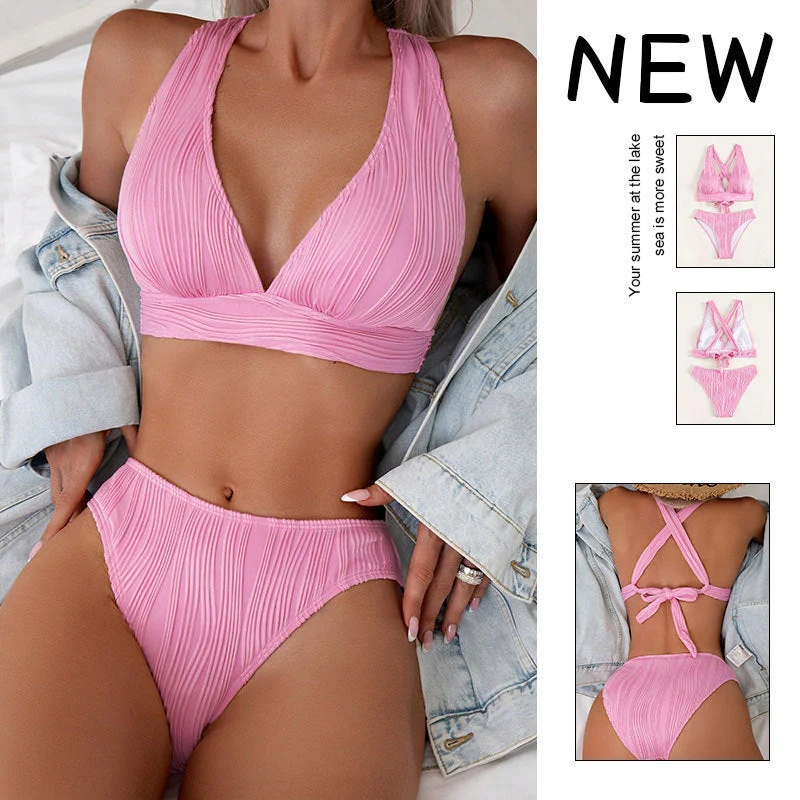 Damen Triangel-Bikini mit hoher Taille und modernem Rüschendesign Nord Taschen