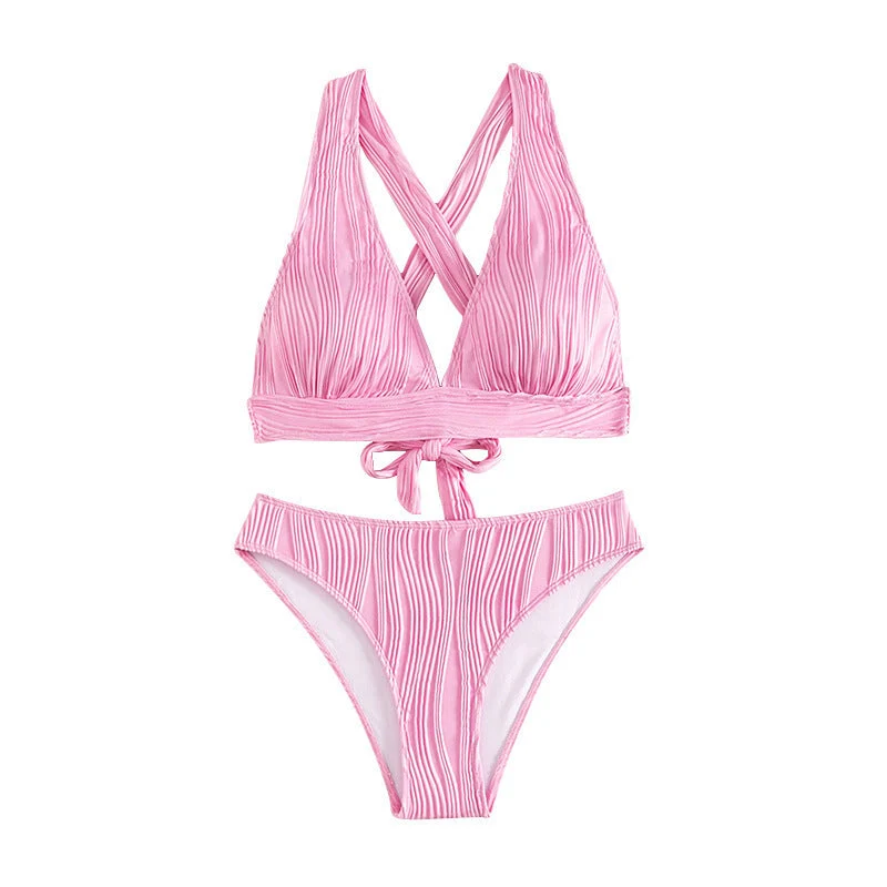 Damen Triangel-Bikini mit hoher Taille und modernem Rüschendesign Nord Taschen