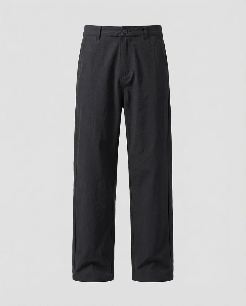 Herren nan lässig-weite Baumwollmix-Hose mit geradem Bein, elastischem Komfortbund und dezenten Eingrifftaschen