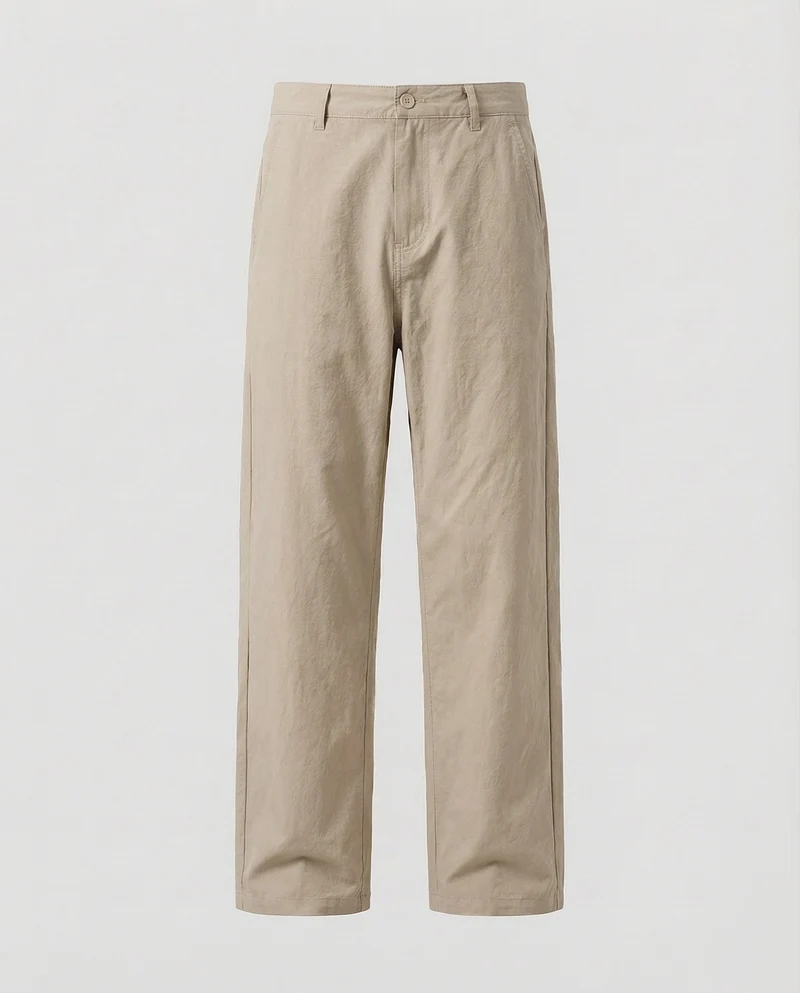 Herren nan lässig-weite Baumwollmix-Hose mit geradem Bein, elastischem Komfortbund und dezenten Eingrifftaschen