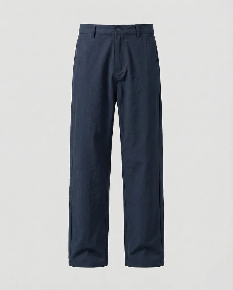 Herren nan lässig-weite Baumwollmix-Hose mit geradem Bein, elastischem Komfortbund und dezenten Eingrifftaschen
