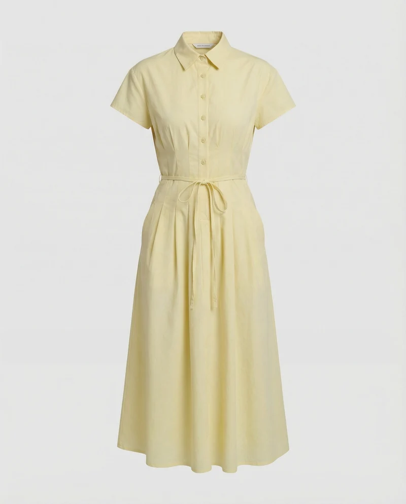 Damen Leinen Hemdkleid mit Gürtel