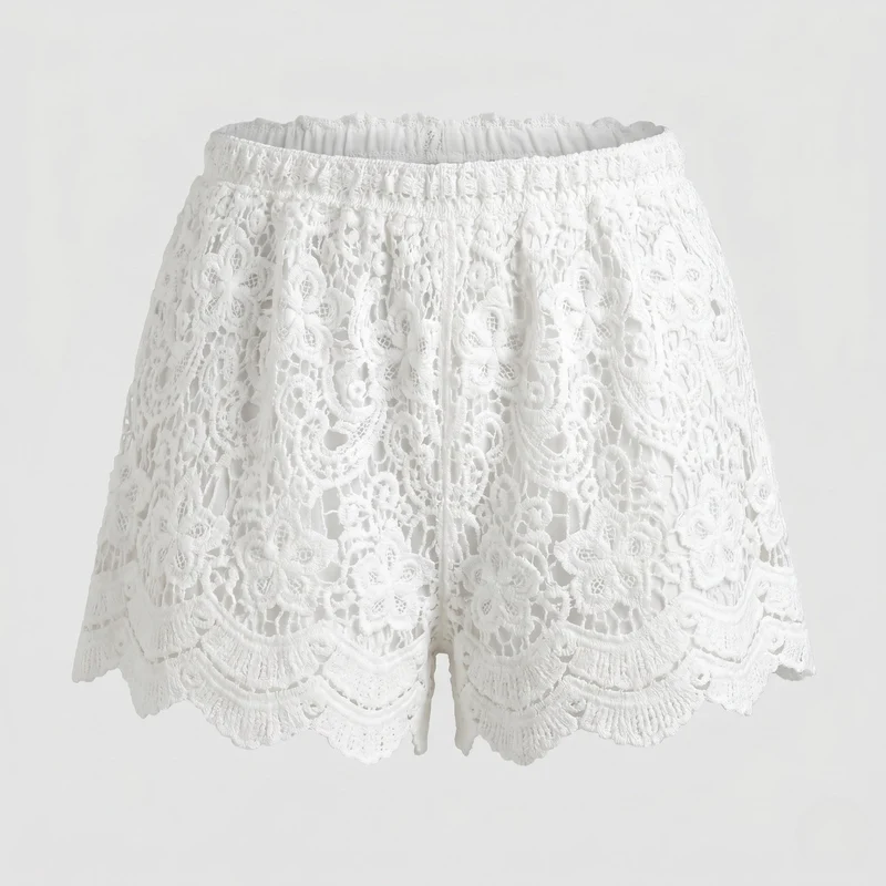 Damen kurze Häkelshorts Nord Taschen