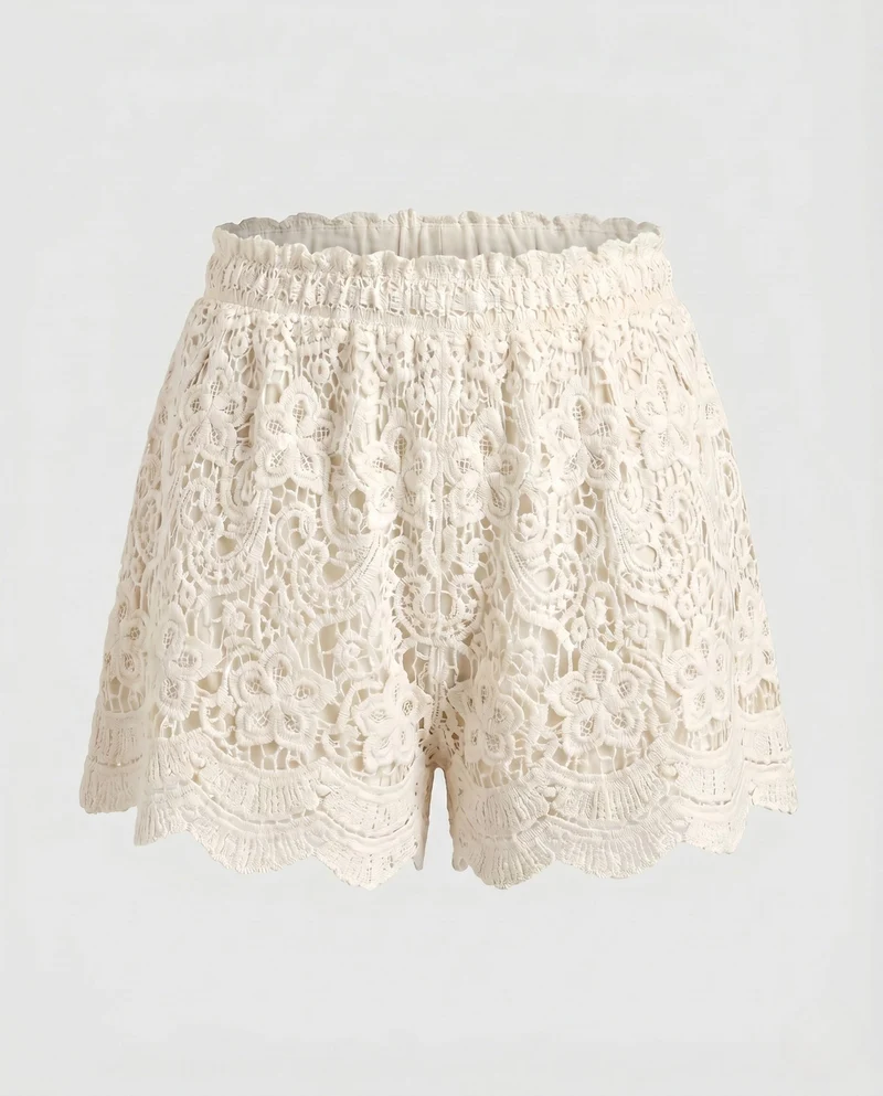 Damen kurze Häkelshorts Nord Taschen