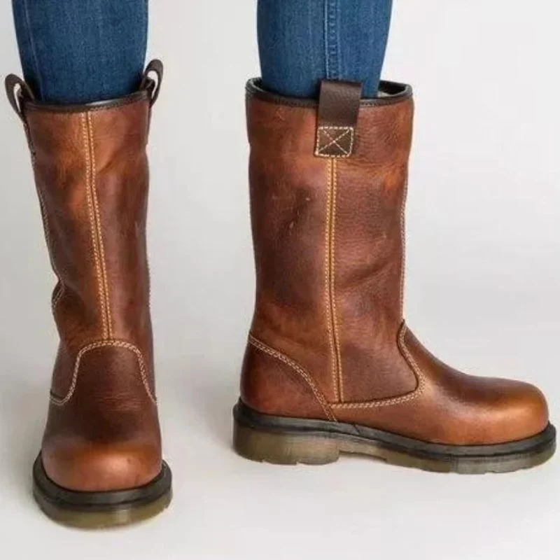 Lederstiefel - Braune, gefütterte Winterschuhe für Damen - Arvani