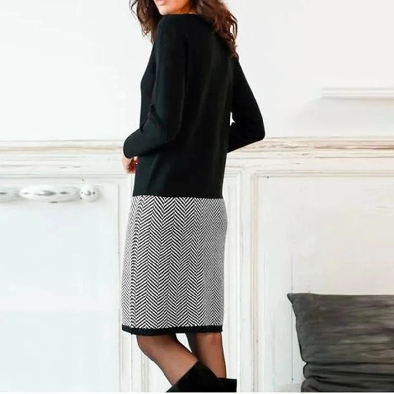 Schickes Kleid mit Hahnentritt-Saum