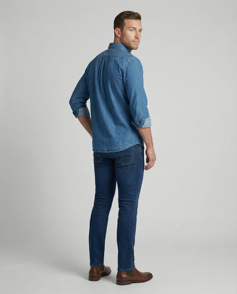 Herren Langarmhemd Jeans Regular Fit