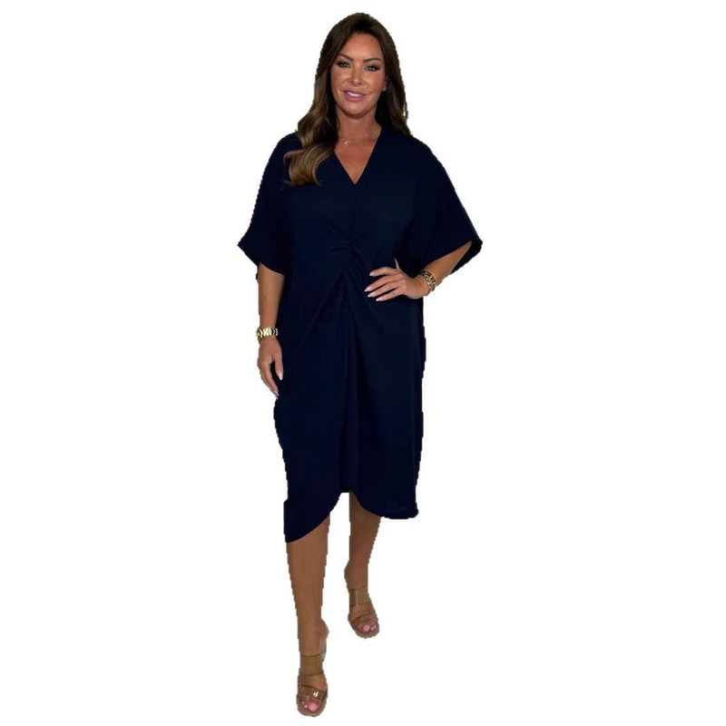 Damen elegantes Wickelkleid mit kaschierendem Effekt