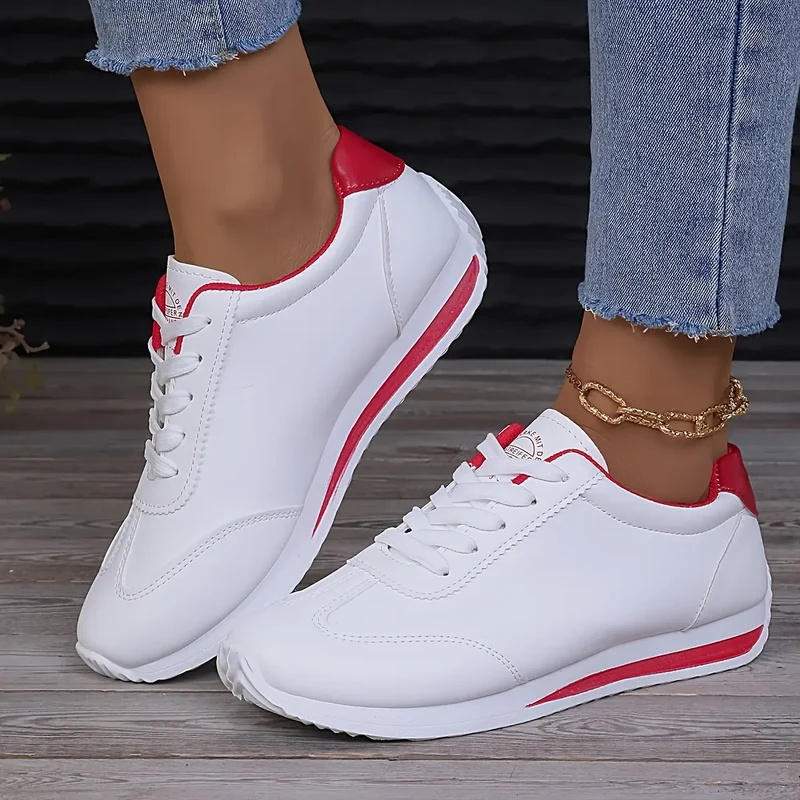 Einfarbige Freizeit-Sportschuhe für Damen mit dicken Sohlen
