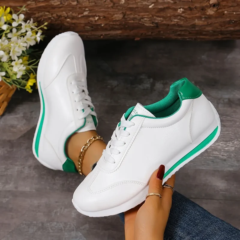 Einfarbige Freizeit-Sportschuhe für Damen mit dicken Sohlen