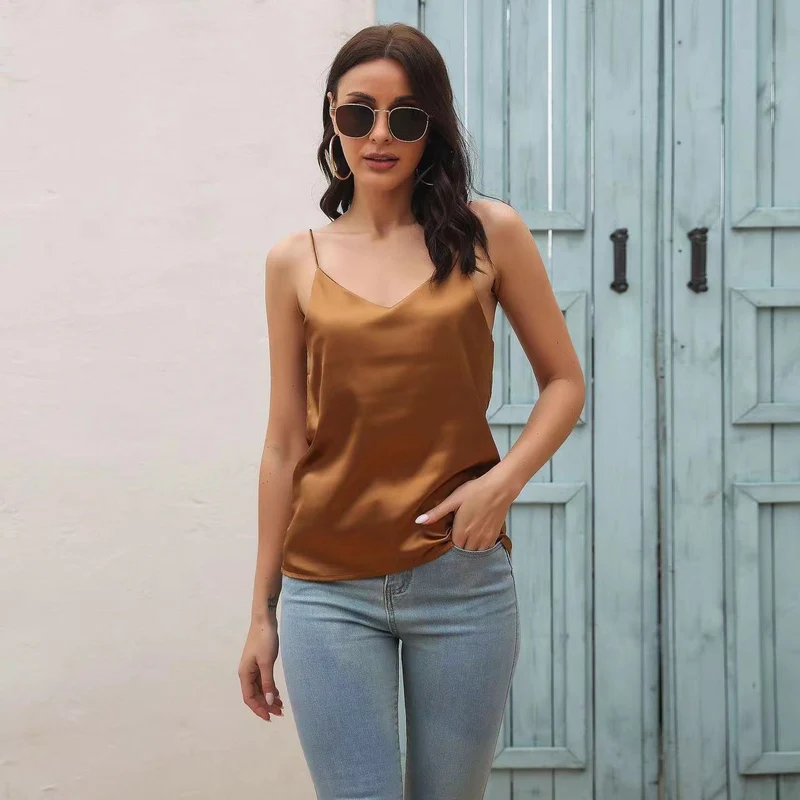 Damen Seidenshirt mit schmalen Trägern Nord Taschen