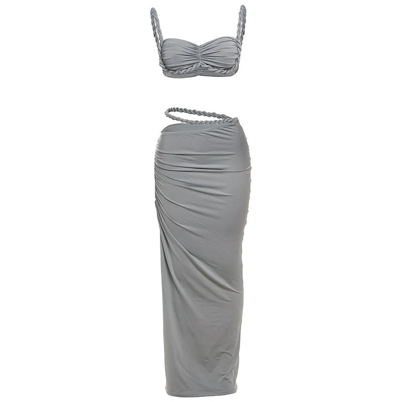 Damen Oberteil und Maxi Rock Set