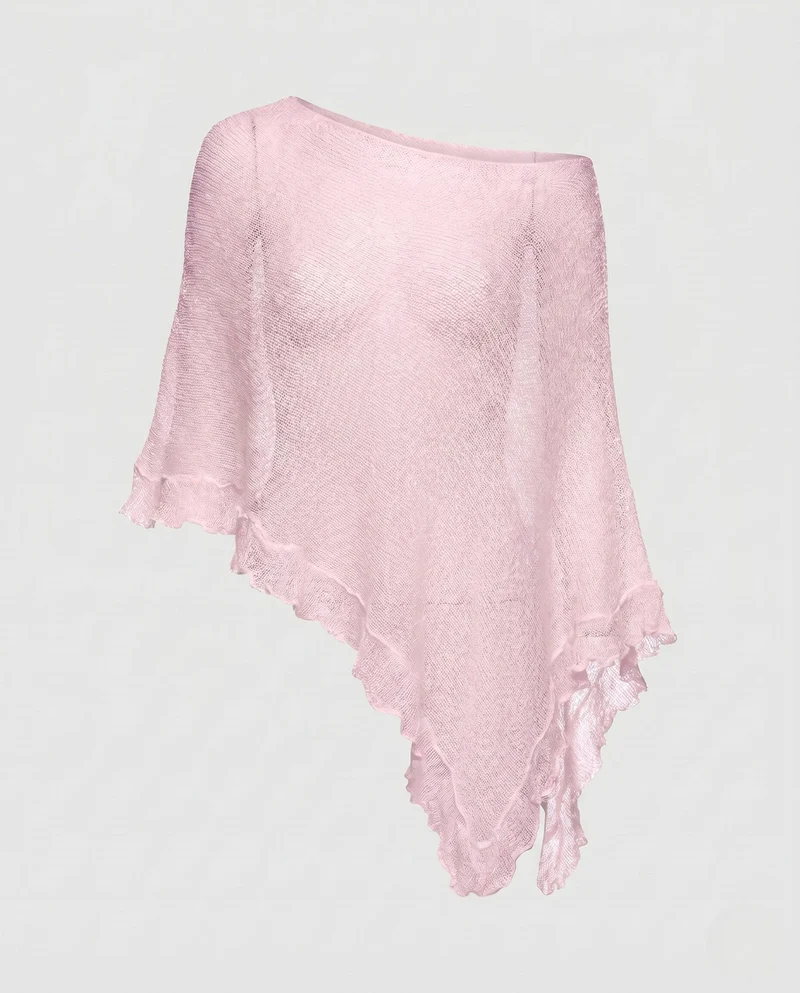 Damen Luftiger Poncho aus feinem Strickmaterial