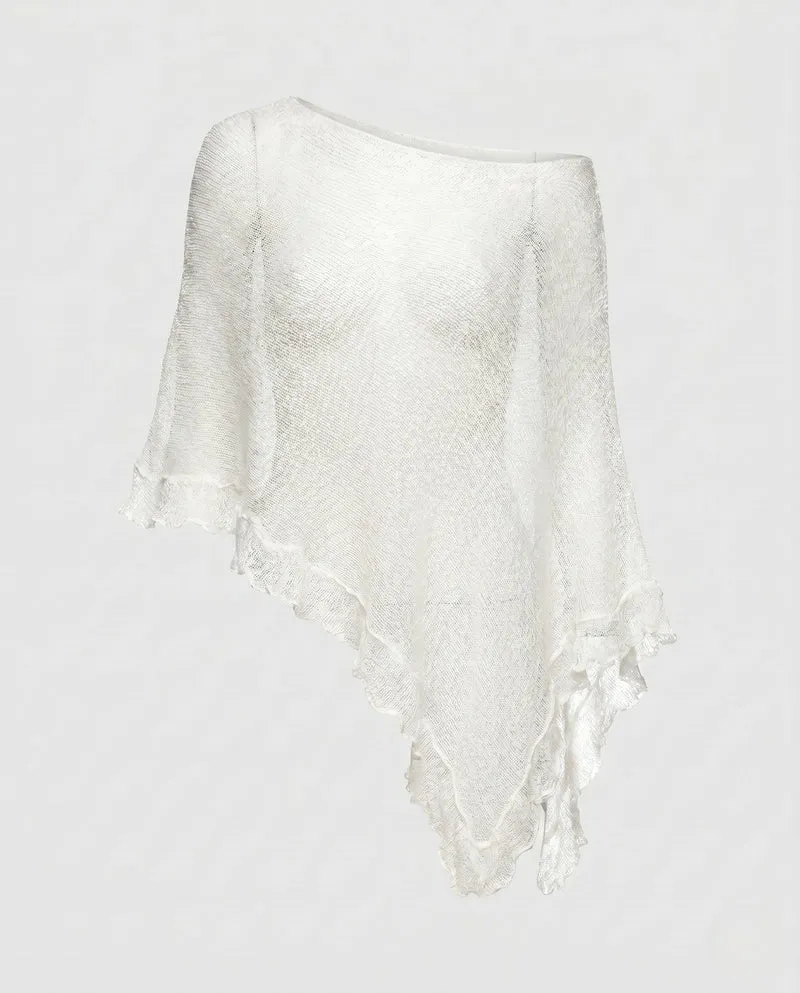 Damen Luftiger Poncho aus feinem Strickmaterial