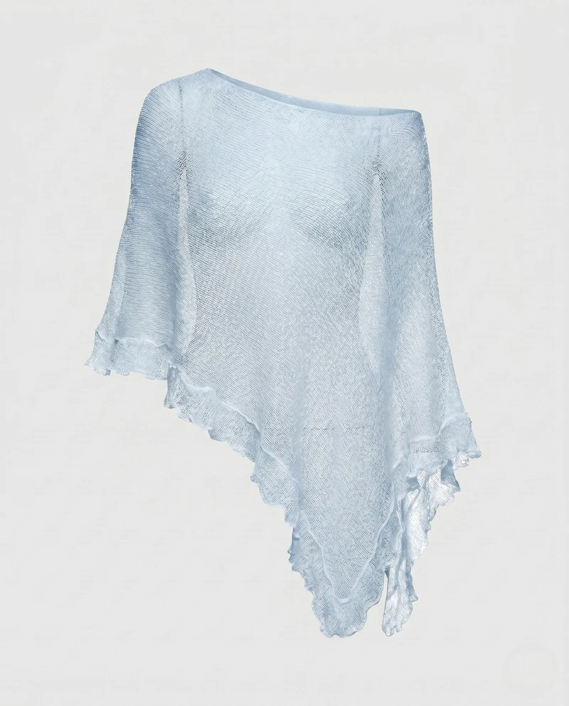Damen Luftiger Poncho aus feinem Strickmaterial