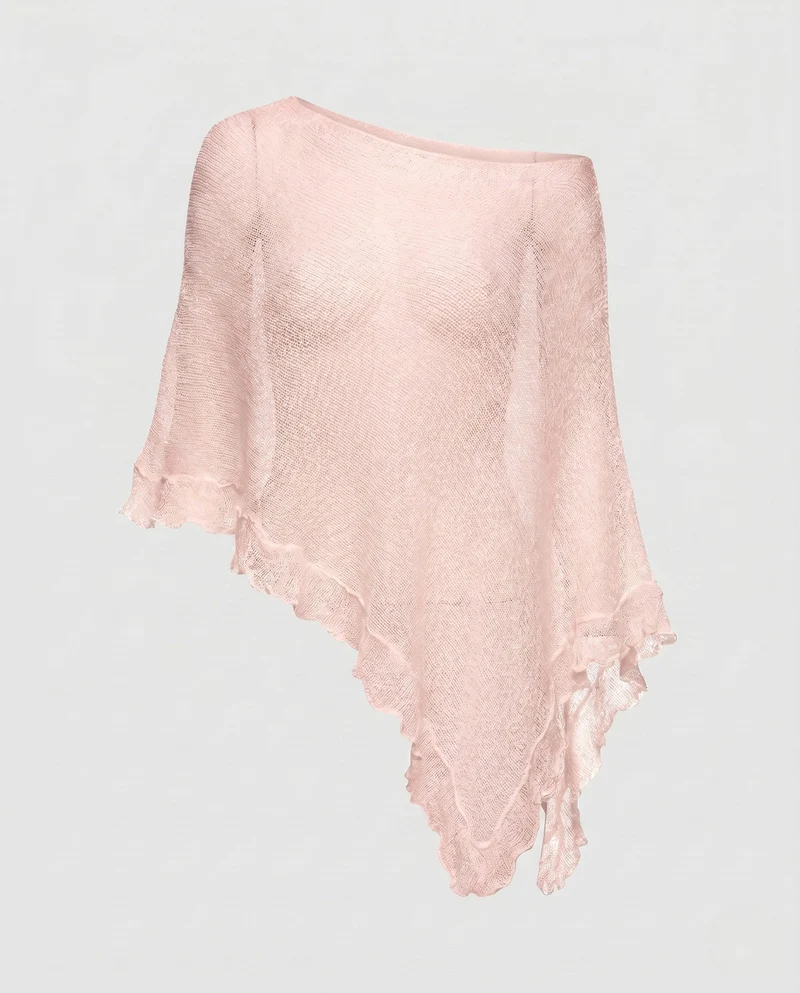 Damen Luftiger Poncho aus feinem Strickmaterial