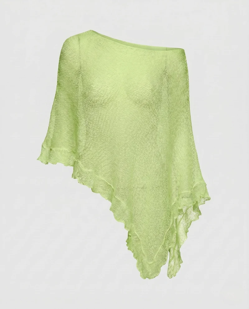 Damen Luftiger Poncho aus feinem Strickmaterial