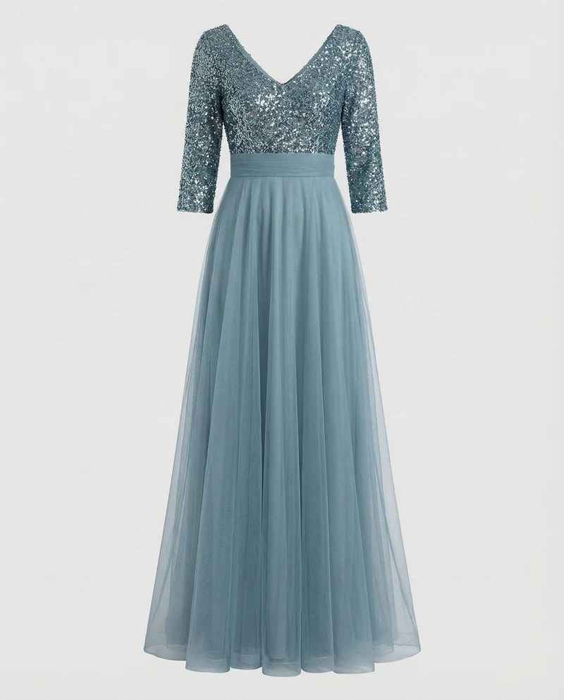 Damen schillerndes Abendkleid mit Tüllrock