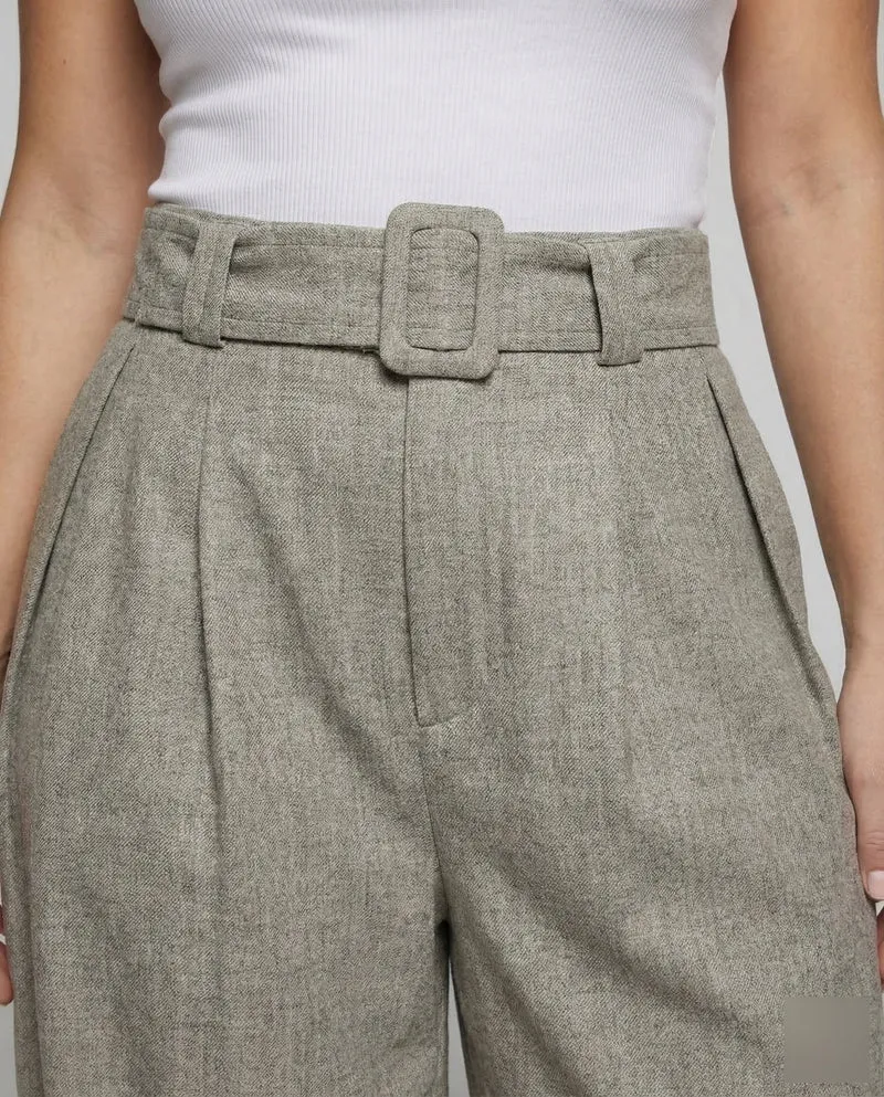 Damen Leinenhose High Waist Gürtel