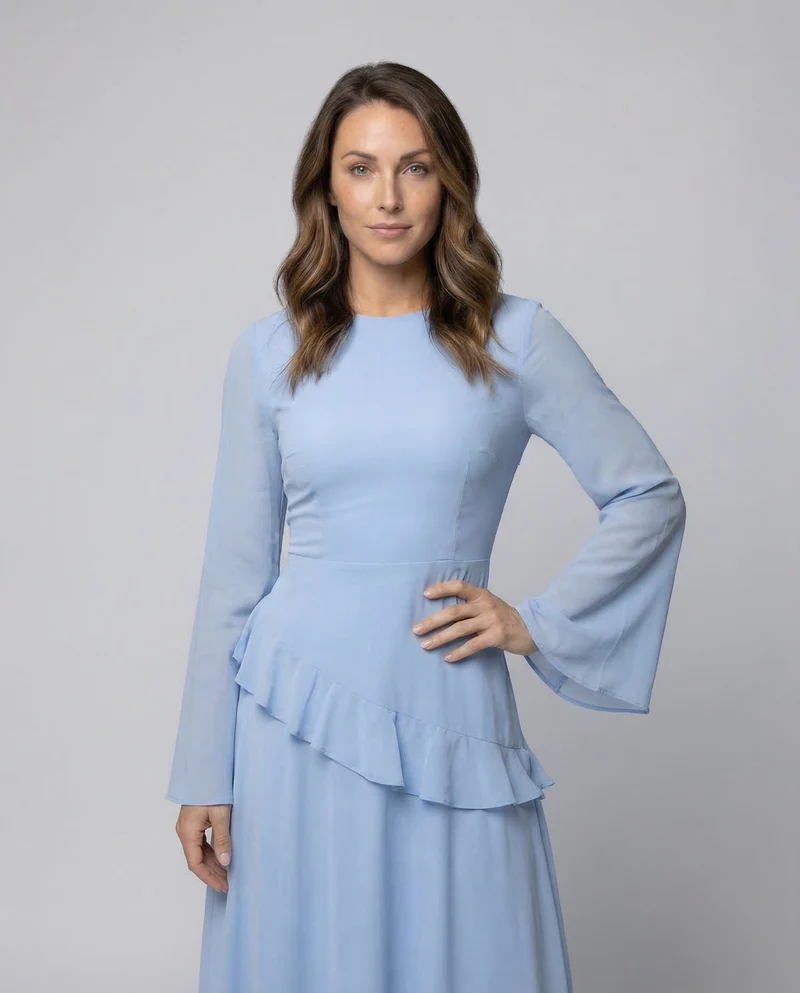 Damen Abendkleid Taillierte Volant-Passe