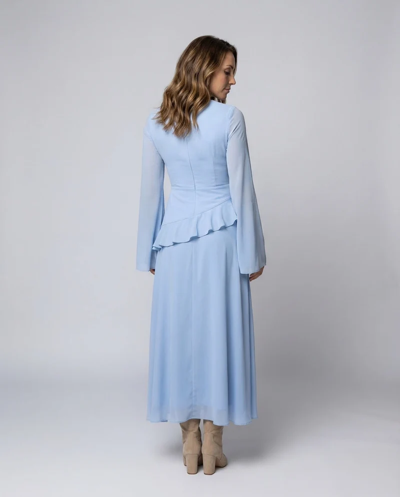 Damen Abendkleid Taillierte Volant-Passe