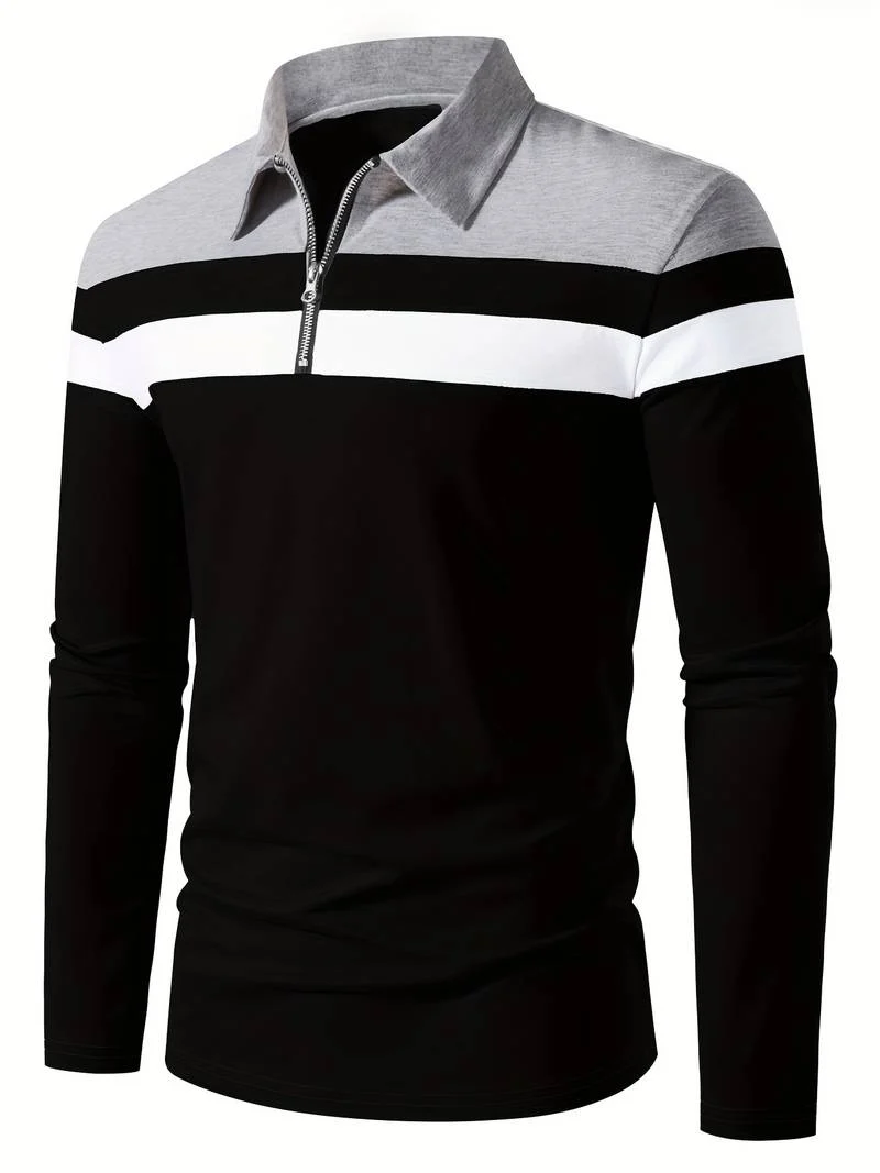 langärmliges poloshirt mit reißverschluss