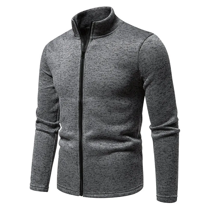 Herren Fleecejacke mit hoher Stehkragen und durchgehendem Reißverschluss