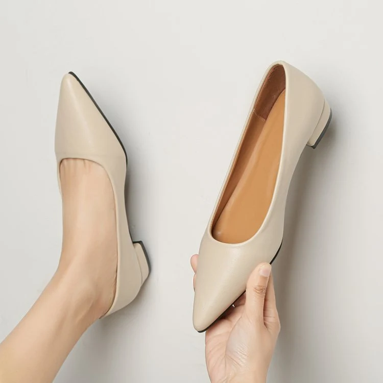 Damen elegante spitze Ballerinas mit bequemem Blockabsatz