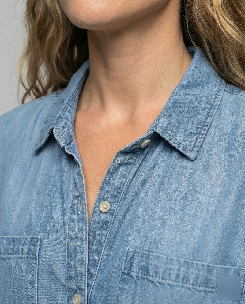 Damen Hemdblusenkleid Denim Lässig