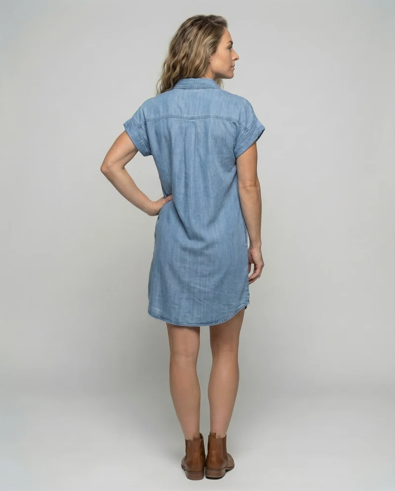 Damen Hemdblusenkleid Denim Lässig