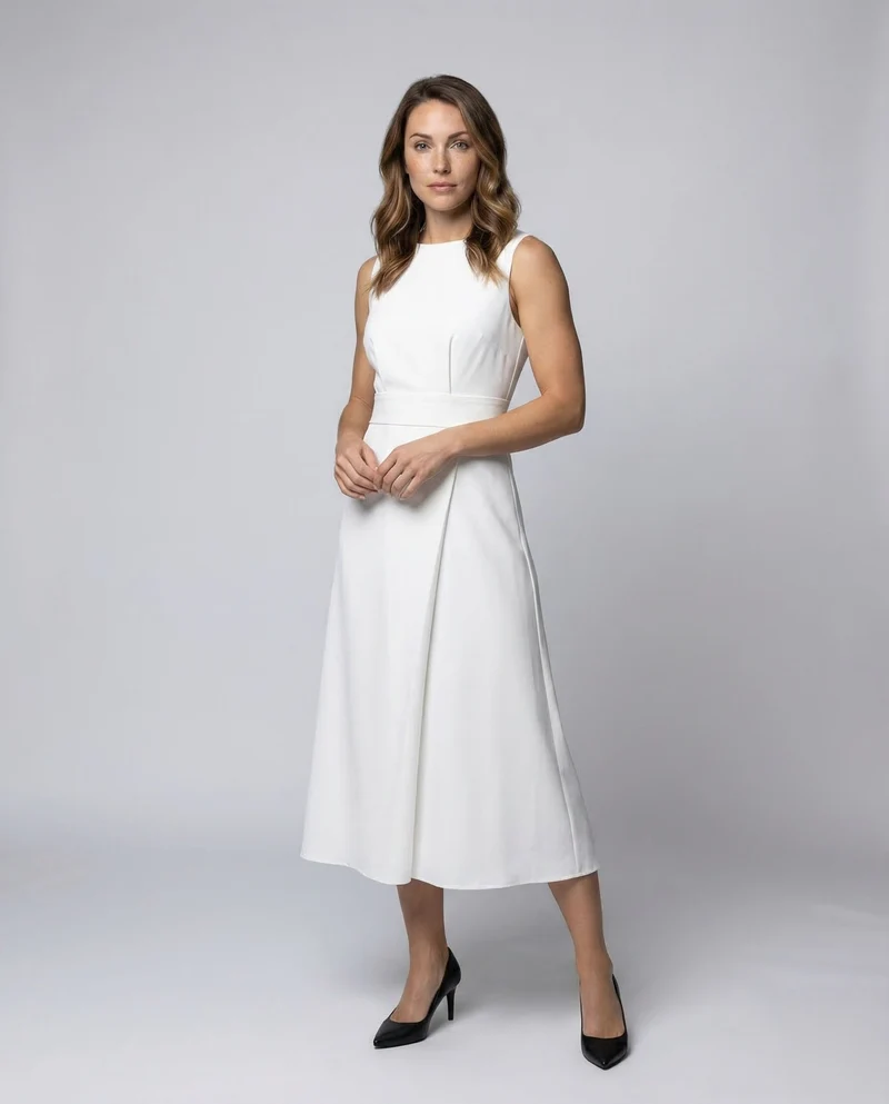 Damen Midikleid Asymmetrische Drapierung