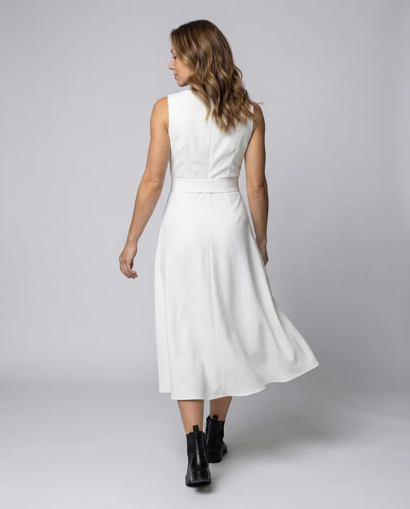 Damen Midikleid Asymmetrische Drapierung