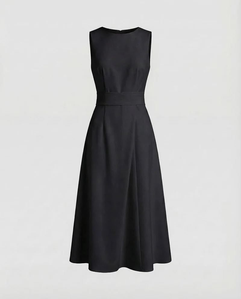 Damen Midikleid Asymmetrische Drapierung