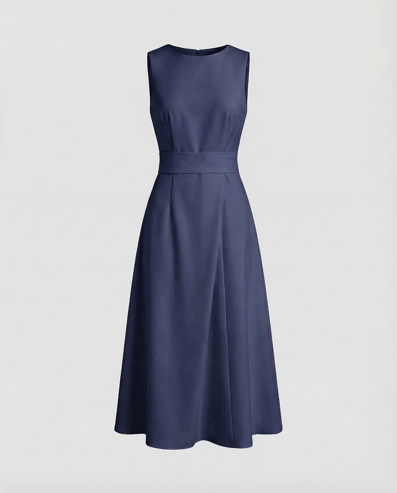 Damen Midikleid Asymmetrische Drapierung
